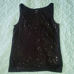 Sequined Talbots Black  Sleeveless Tank Top - Size xs